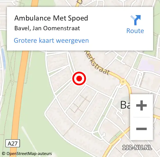 Locatie op kaart van de 112 melding: Ambulance Met Spoed Naar Bavel, Jan Oomenstraat op 14 september 2019 23:38