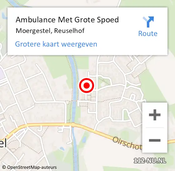 Locatie op kaart van de 112 melding: Ambulance Met Grote Spoed Naar Moergestel, Reuselhof op 15 september 2019 00:23