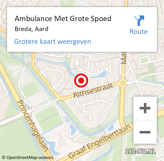 Locatie op kaart van de 112 melding: Ambulance Met Grote Spoed Naar Breda, Aard op 15 september 2019 00:27