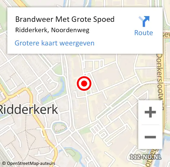 Locatie op kaart van de 112 melding: Brandweer Met Grote Spoed Naar Ridderkerk, Noordenweg op 15 september 2019 00:35