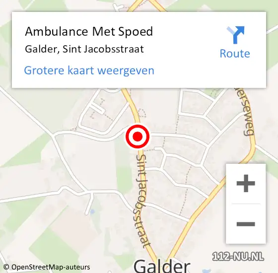 Locatie op kaart van de 112 melding: Ambulance Met Spoed Naar Galder, Sint Jacobsstraat op 15 september 2019 00:39