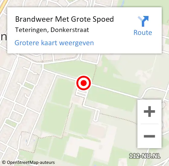 Locatie op kaart van de 112 melding: Brandweer Met Grote Spoed Naar Teteringen, Donkerstraat op 15 september 2019 01:16