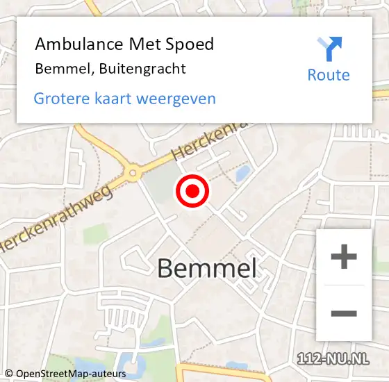 Locatie op kaart van de 112 melding: Ambulance Met Spoed Naar Bemmel, Buitengracht op 15 september 2019 01:25