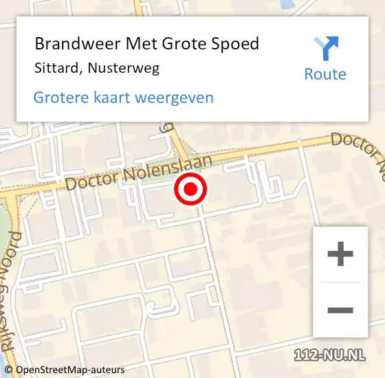 Locatie op kaart van de 112 melding: Brandweer Met Grote Spoed Naar Sittard, Nusterweg op 15 september 2019 02:30