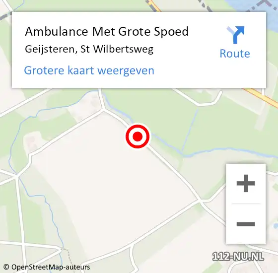 Locatie op kaart van de 112 melding: Ambulance Met Grote Spoed Naar Geijsteren, St Wilbertsweg op 15 september 2019 03:30