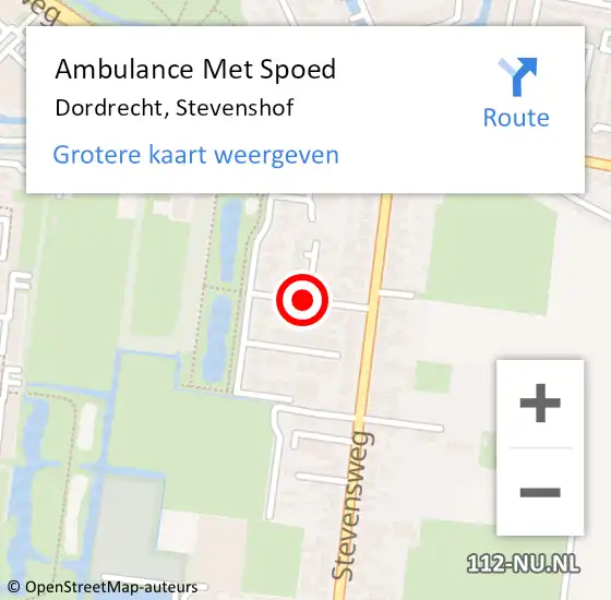 Locatie op kaart van de 112 melding: Ambulance Met Spoed Naar Dordrecht, Stevenshof op 15 september 2019 03:34