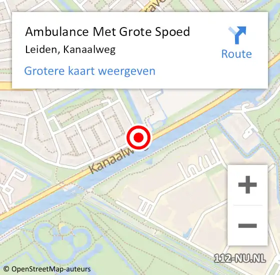 Locatie op kaart van de 112 melding: Ambulance Met Grote Spoed Naar Leiden, Kanaalweg op 15 september 2019 04:20