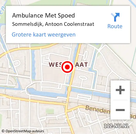 Locatie op kaart van de 112 melding: Ambulance Met Spoed Naar Sommelsdijk, Antoon Coolenstraat op 15 september 2019 04:36