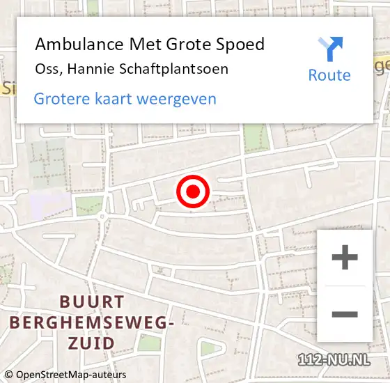 Locatie op kaart van de 112 melding: Ambulance Met Grote Spoed Naar Oss, Hannie Schaftplantsoen op 15 september 2019 05:31