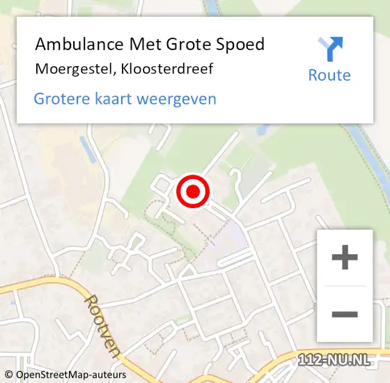 Locatie op kaart van de 112 melding: Ambulance Met Grote Spoed Naar Moergestel, Kloosterdreef op 15 september 2019 07:31