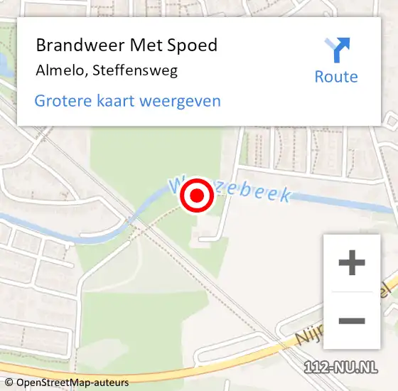 Locatie op kaart van de 112 melding: Brandweer Met Spoed Naar Almelo, Steffensweg op 15 september 2019 07:59