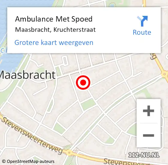 Locatie op kaart van de 112 melding: Ambulance Met Spoed Naar Maasbracht, Kruchterstraat op 15 september 2019 08:18