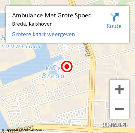 Locatie op kaart van de 112 melding: Ambulance Met Grote Spoed Naar Breda, Kalshoven op 15 september 2019 10:41