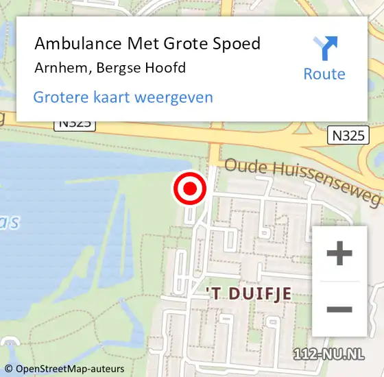 Locatie op kaart van de 112 melding: Ambulance Met Grote Spoed Naar Arnhem, Bergse Hoofd op 15 september 2019 11:17