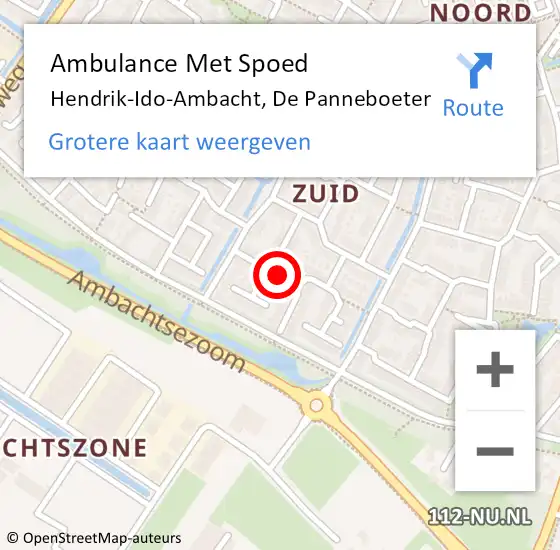 Locatie op kaart van de 112 melding: Ambulance Met Spoed Naar Hendrik-Ido-Ambacht, De Panneboeter op 15 september 2019 11:27