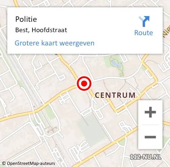 Locatie op kaart van de 112 melding: Politie Best, Hoofdstraat op 15 september 2019 12:02
