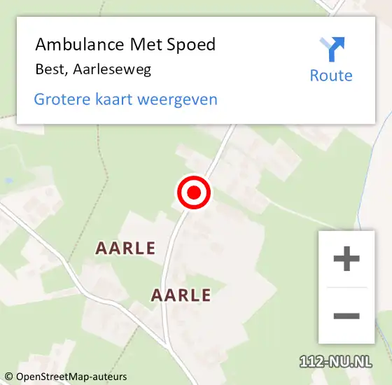 Locatie op kaart van de 112 melding: Ambulance Met Spoed Naar Best, Aarleseweg op 15 september 2019 13:28