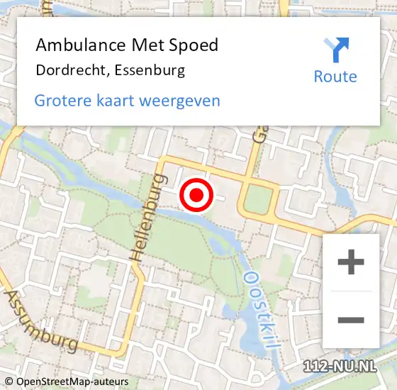Locatie op kaart van de 112 melding: Ambulance Met Spoed Naar Dordrecht, Essenburg op 15 september 2019 13:33