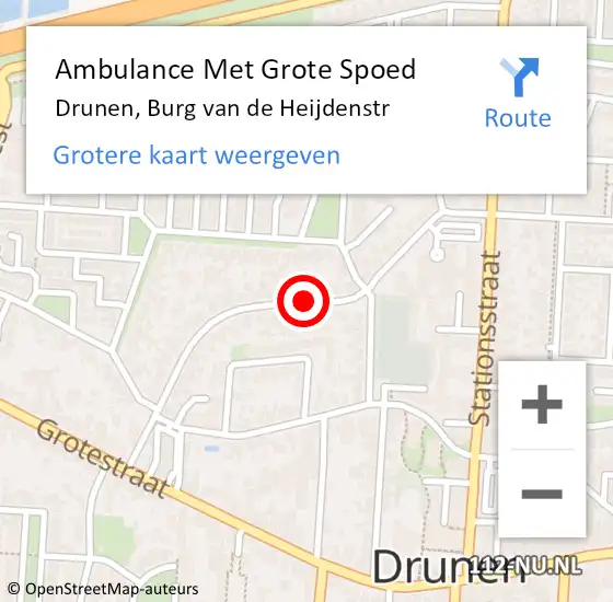 Locatie op kaart van de 112 melding: Ambulance Met Grote Spoed Naar Drunen, Burg van de Heijdenstr op 15 september 2019 13:41
