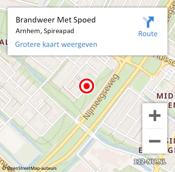 Locatie op kaart van de 112 melding: Brandweer Met Spoed Naar Arnhem, Spireapad op 15 september 2019 14:40