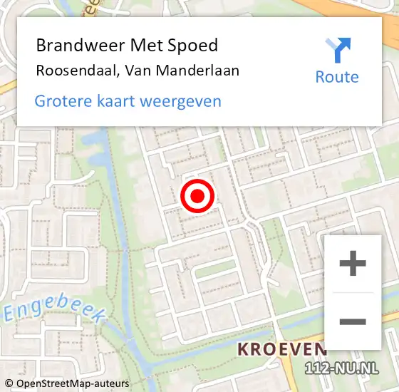 Locatie op kaart van de 112 melding: Brandweer Met Spoed Naar Roosendaal, Van Manderlaan op 15 september 2019 15:07