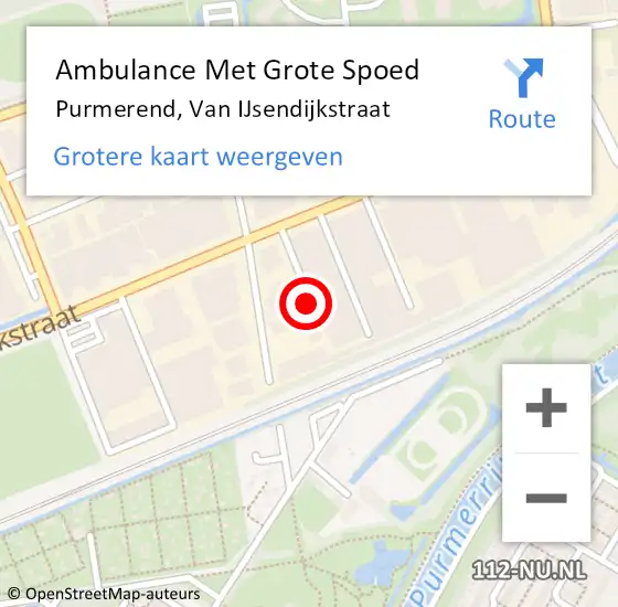 Locatie op kaart van de 112 melding: Ambulance Met Grote Spoed Naar Purmerend, Van IJsendijkstraat op 15 september 2019 15:20