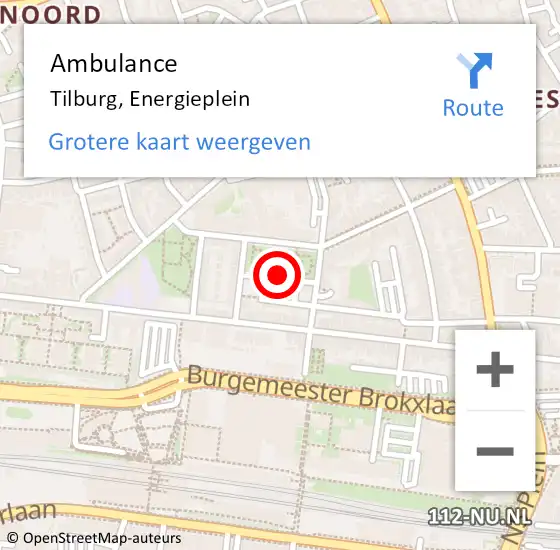 Locatie op kaart van de 112 melding: Ambulance Tilburg, Energieplein op 15 september 2019 15:37