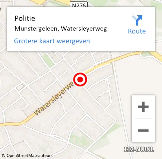 Locatie op kaart van de 112 melding: Politie Munstergeleen, Watersleyerweg op 15 september 2019 15:59