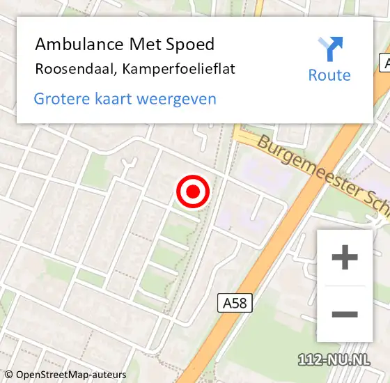 Locatie op kaart van de 112 melding: Ambulance Met Spoed Naar Roosendaal, Kamperfoelieflat op 15 september 2019 17:45