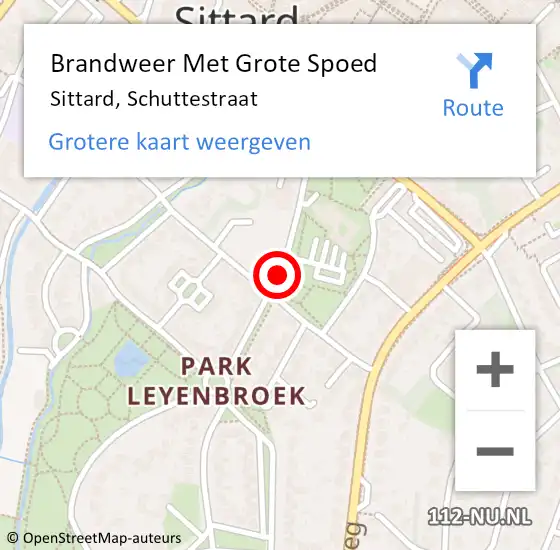 Locatie op kaart van de 112 melding: Brandweer Met Grote Spoed Naar Sittard, Schuttestraat op 15 september 2019 18:40