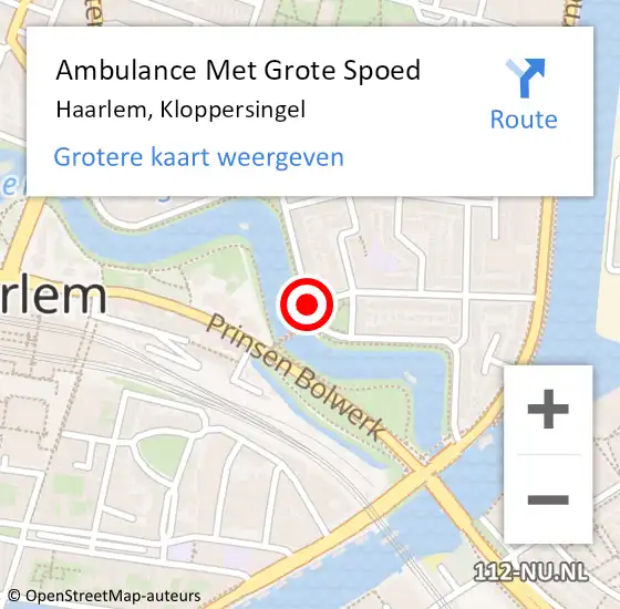 Locatie op kaart van de 112 melding: Ambulance Met Grote Spoed Naar Haarlem, Kloppersingel op 15 september 2019 19:18