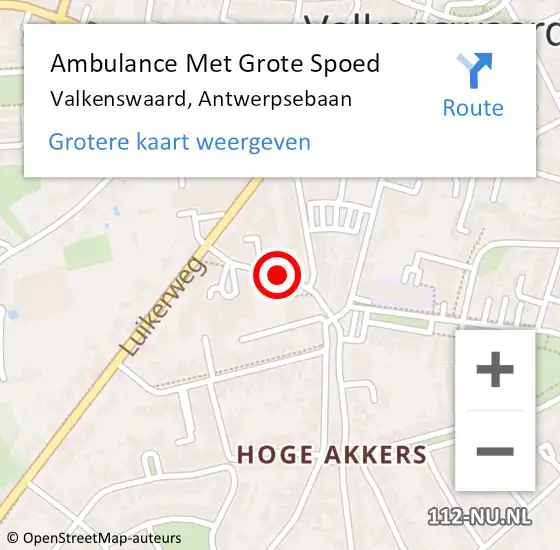 Locatie op kaart van de 112 melding: Ambulance Met Grote Spoed Naar Valkenswaard, Antwerpsebaan op 15 september 2019 20:13