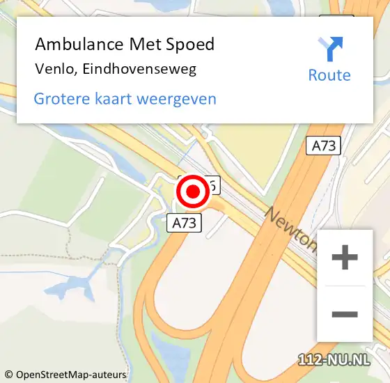 Locatie op kaart van de 112 melding: Ambulance Met Spoed Naar Venlo, Eindhovenseweg op 15 september 2019 20:17
