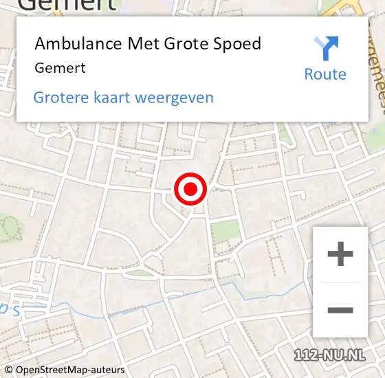 Locatie op kaart van de 112 melding: Ambulance Met Grote Spoed Naar Gemert, Marienburg op 15 september 2019 21:12