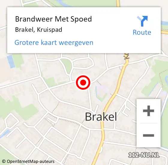 Locatie op kaart van de 112 melding: Brandweer Met Spoed Naar Brakel, Kruispad op 15 september 2019 22:04