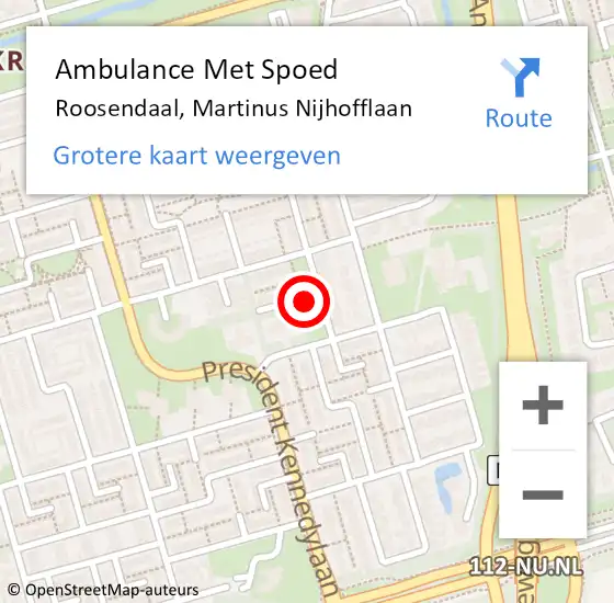 Locatie op kaart van de 112 melding: Ambulance Met Spoed Naar Roosendaal, Martinus Nijhofflaan op 16 september 2019 00:19