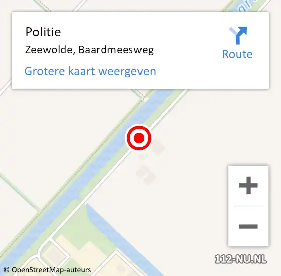 Locatie op kaart van de 112 melding: Politie Zeewolde, Baardmeesweg op 16 september 2019 02:15