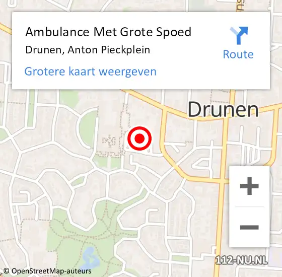 Locatie op kaart van de 112 melding: Ambulance Met Grote Spoed Naar Drunen, Anton Pieckplein op 16 september 2019 03:26