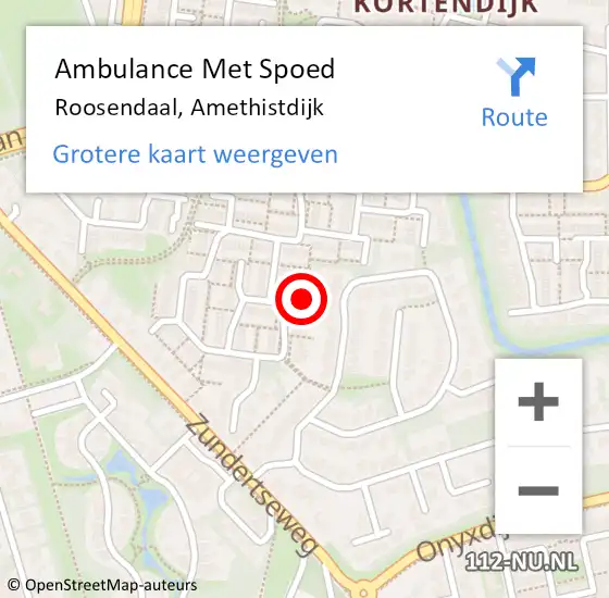 Locatie op kaart van de 112 melding: Ambulance Met Spoed Naar Roosendaal, Amethistdijk op 16 september 2019 03:27