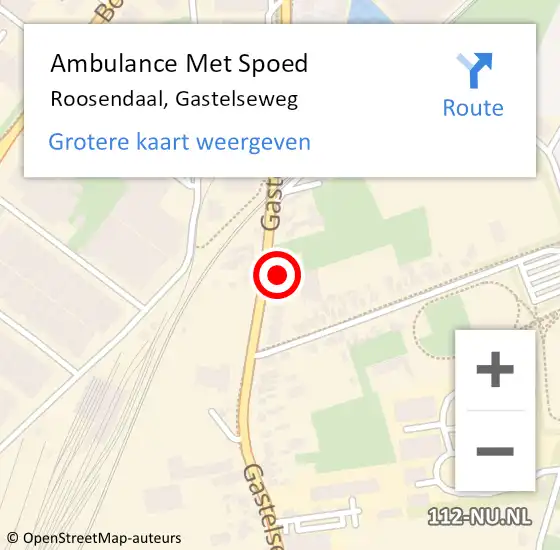 Locatie op kaart van de 112 melding: Ambulance Met Spoed Naar Roosendaal, Gastelseweg op 16 september 2019 05:21