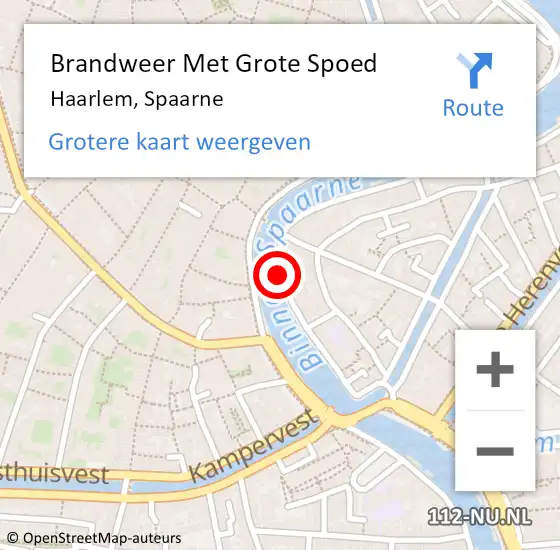 Locatie op kaart van de 112 melding: Brandweer Met Grote Spoed Naar Haarlem, Spaarne op 16 september 2019 05:43