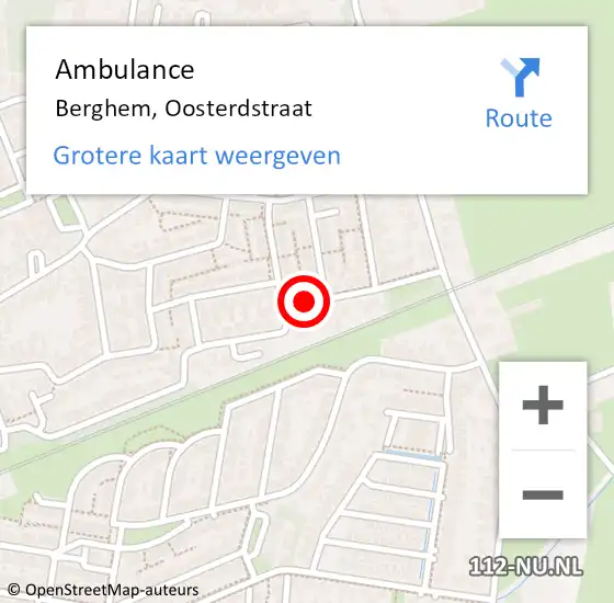 Locatie op kaart van de 112 melding: Ambulance Berghem, Oosterdstraat op 16 september 2019 08:38