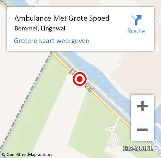 Locatie op kaart van de 112 melding: Ambulance Met Grote Spoed Naar Bemmel, Lingewal op 16 september 2019 08:49