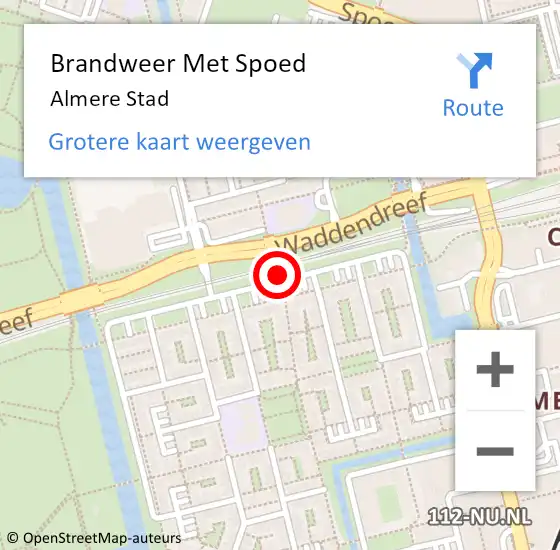 Locatie op kaart van de 112 melding: Brandweer Met Spoed Naar Almere Stad op 16 september 2019 10:35