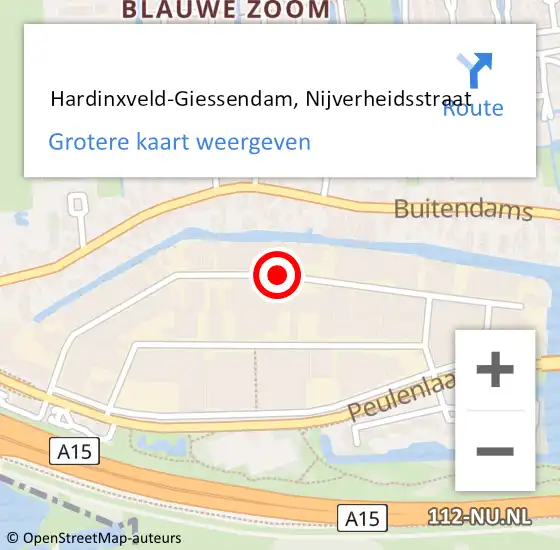 Locatie op kaart van de 112 melding:  Hardinxveld-Giessendam, Nijverheidsstraat op 16 september 2019 11:32