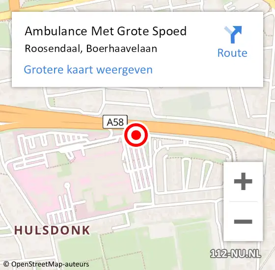 Locatie op kaart van de 112 melding: Ambulance Met Grote Spoed Naar Roosendaal, Boerhaavelaan op 16 september 2019 11:35