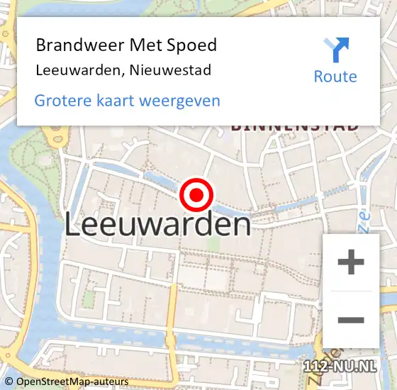Locatie op kaart van de 112 melding: Brandweer Met Spoed Naar Leeuwarden, Nieuwestad op 16 september 2019 12:39