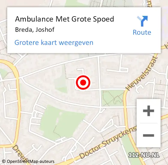 Locatie op kaart van de 112 melding: Ambulance Met Grote Spoed Naar Breda, Joshof op 16 september 2019 13:28