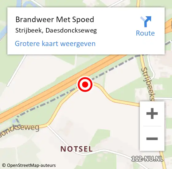 Locatie op kaart van de 112 melding: Brandweer Met Spoed Naar Strijbeek, Daesdonckseweg op 16 september 2019 14:16