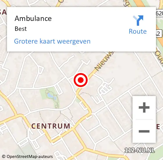 Locatie op kaart van de 112 melding: Ambulance Best op 16 september 2019 14:52